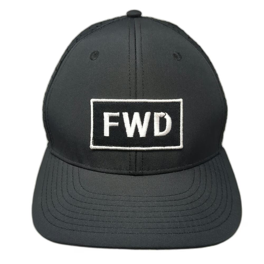 Forward Academy FWD Patch Trucker Hat Black One Size Mesh Back Snapback Cap